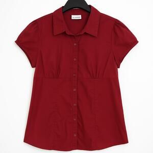 Motherhood Maternity Burgundy Button-Down Shirt Women’s XL Stretch Short Sleeve
